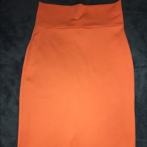 Neon orange pencil skirt
