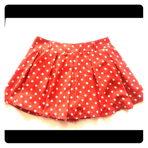 Altar'd State red and off white polkadot Skort