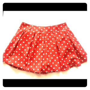 Altar'd State red and off white polkadot Skort