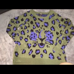 Cheetah print khaki sweater