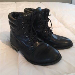 Black leather boots