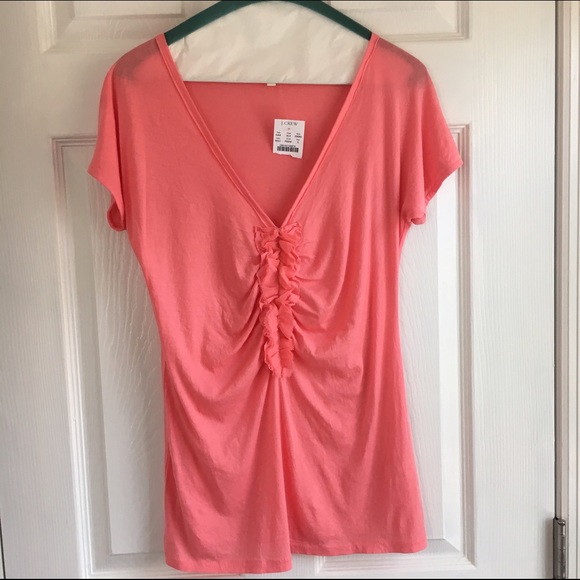 NWT! J. Crew Ruffled Coral Shirt. NWT
