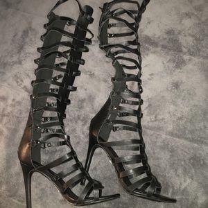 Black strappy  gladiator heels