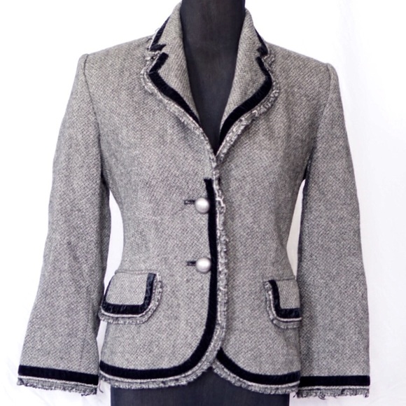 BANANA REPUBLIC - tweed wool prep blazer SZ 4 - Picture 1 of 4