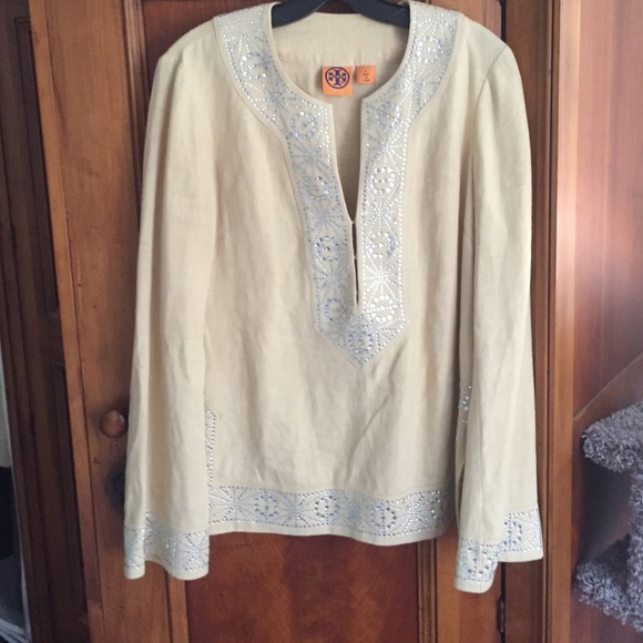 Tory Burch Linen Tunic with beading