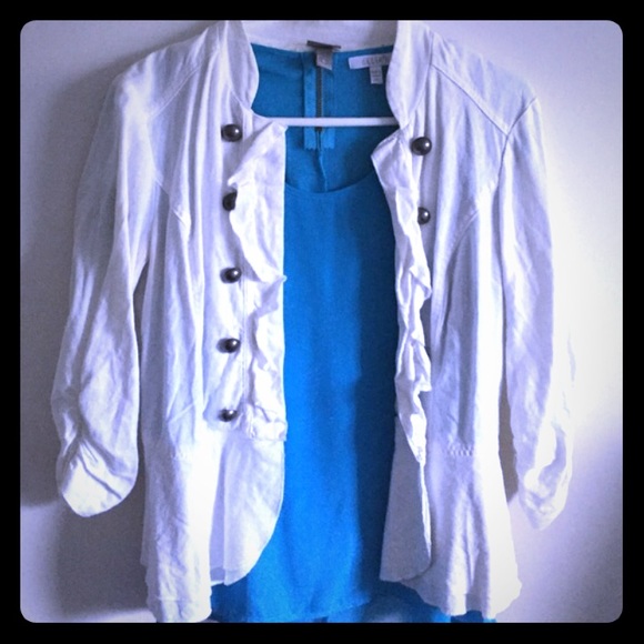 BOGO FREE White Ruffle Blazer