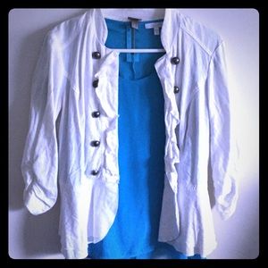 BOGO FREE White Ruffle Blazer