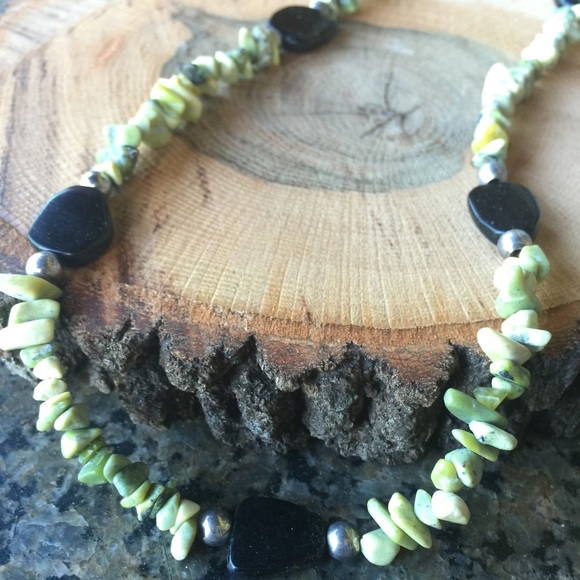 24" handmade artisan peridot jasper bead necklace