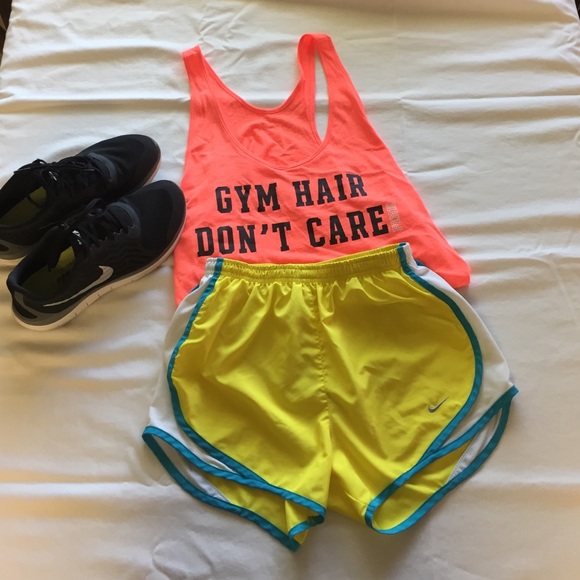 Nike Pants - Yellow / blue / white nike pro running shorts