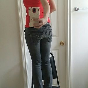 grey straight leg jeans by true religion