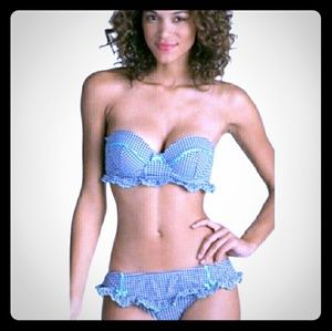 Cute Betsey Johnson Gingham Ruffle Bikini Set