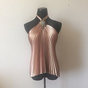 Vintage Gold Pleated Top