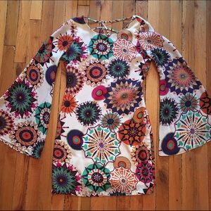 Multicolored Long Sleeved Dress