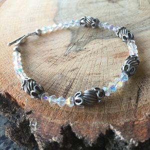 Swarovski crystal sterling silver bracelet 7 3/4"