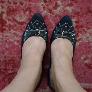 Sam Edelman Navy Suede and Patent Kitten Heel