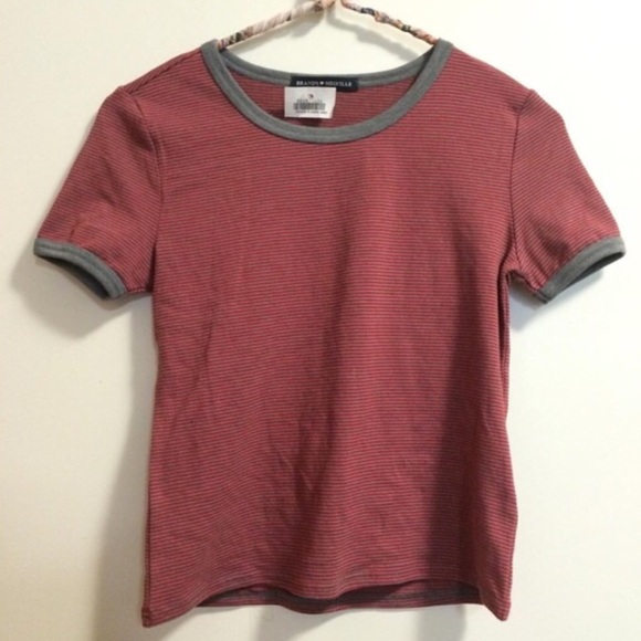 SOLD Brandy Melville Striped Red and Gray Tee