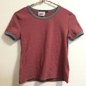 SOLD Brandy Melville Striped Red and Gray Tee