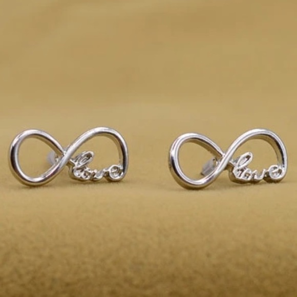 Silver "love" stud earrings