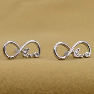 Silver "love" stud earrings