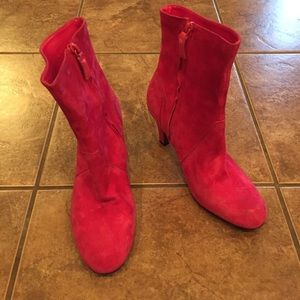 Hot Pink Suede Booties