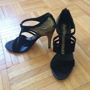 Charles David Black & Gold Sandals