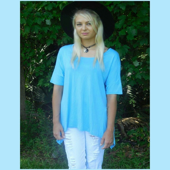 Blue Sharkbite Hem Piko Top