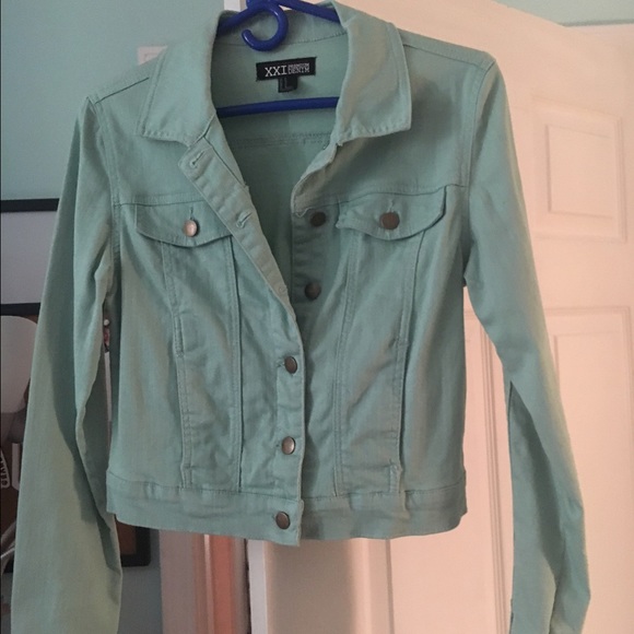 Sea foam green denim jacket