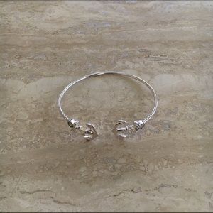 Silver Anchor Bracelet with Rhinestone Detail