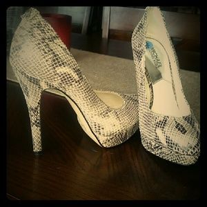 MichaelKors snake skin 4" platforms