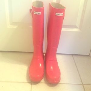 Tall Gloss Bubble Gum Pink Hunter Boots
