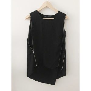 All Saints Sleeveless Top with Zippers and Lace