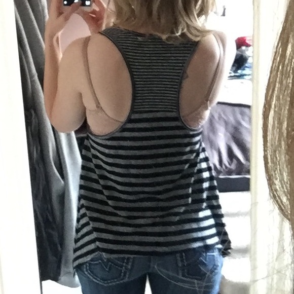 💢Donated💢 Black and grey striped racer back tank - Picture 2 of 2