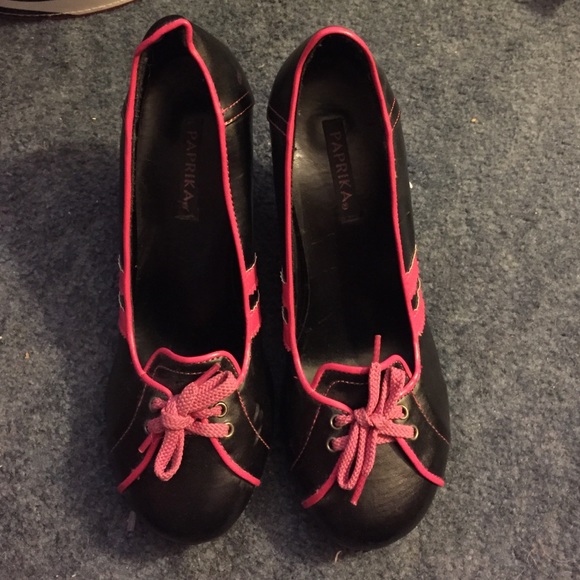 3inch pink and black heels