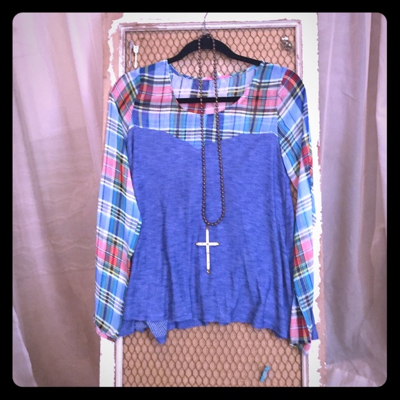 Paper crane plaid boutique top small NWT - Picture 1 of 4