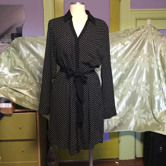 EXPRESS black/dots shirt dress