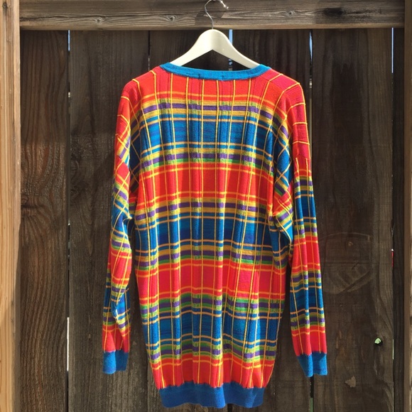 ✨🌈VINTAGE ☮✨ Oversized Rainbow Sweater - Picture 4 of 4