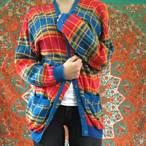 ✨🌈VINTAGE ☮✨ Oversized Rainbow Sweater - Picture 2 of 4