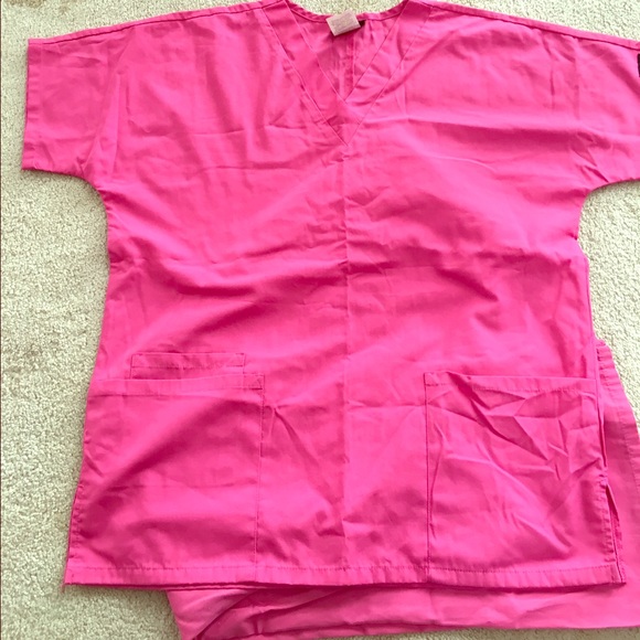 Pink scrub top & bottom low Ryder ,flare bottom
