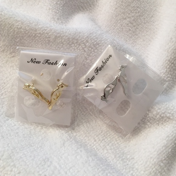 Set of 2 Gold Silver Parrot Bird Earring