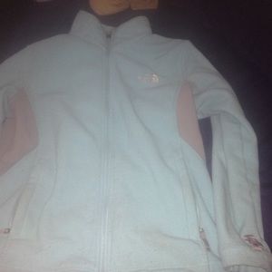 girls light blue/aqua north face