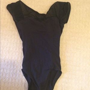 Black cap sleeve leotard