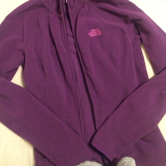 Purple zip-up North Face hoodie