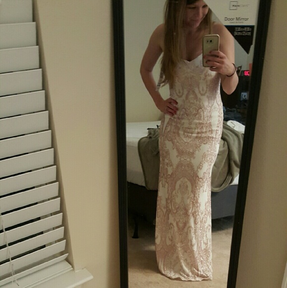 Strapless Gown with Glitter Accents