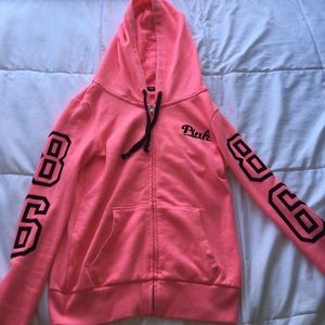 pink zip up hoodie
