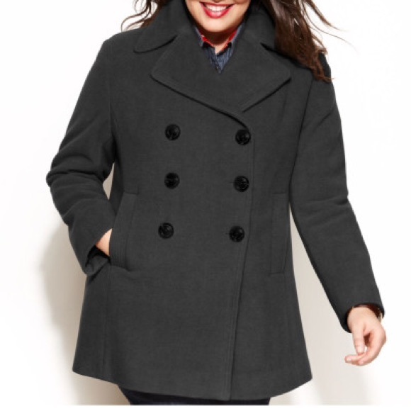 Kenneth Cole Reaction Black Pea Coat 3X