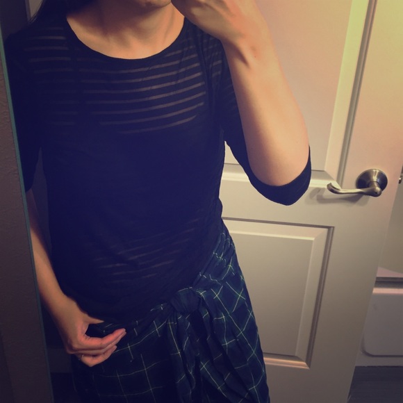 Black and white stripe see through tshirt 2 pack