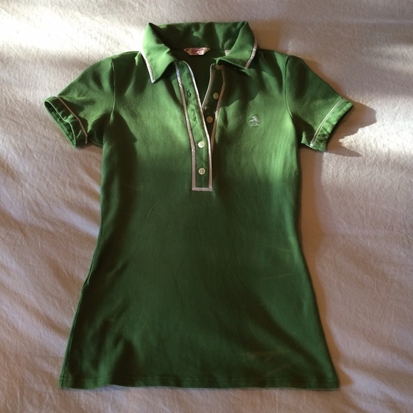 Penguin Green Button Collar Polo, Size P
