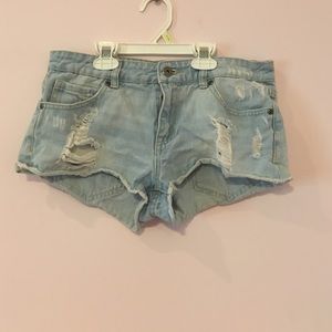 Stressed Denim Shorts