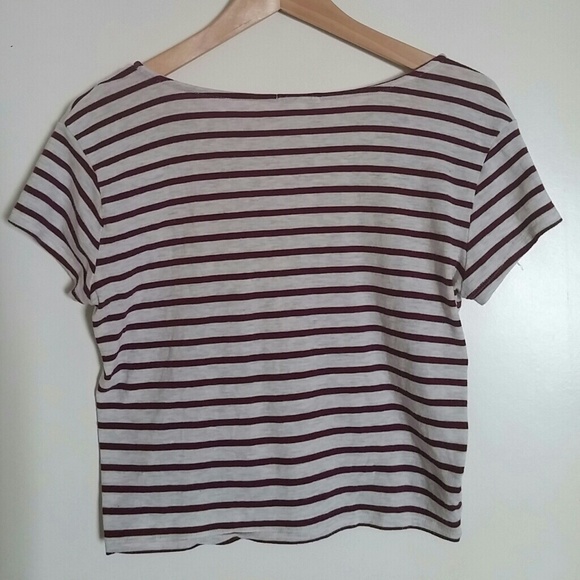Forever 21 Burgundy Sritped Crop Top