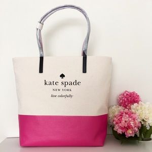 Kate Spade Pink Cotton Canvas Tote
